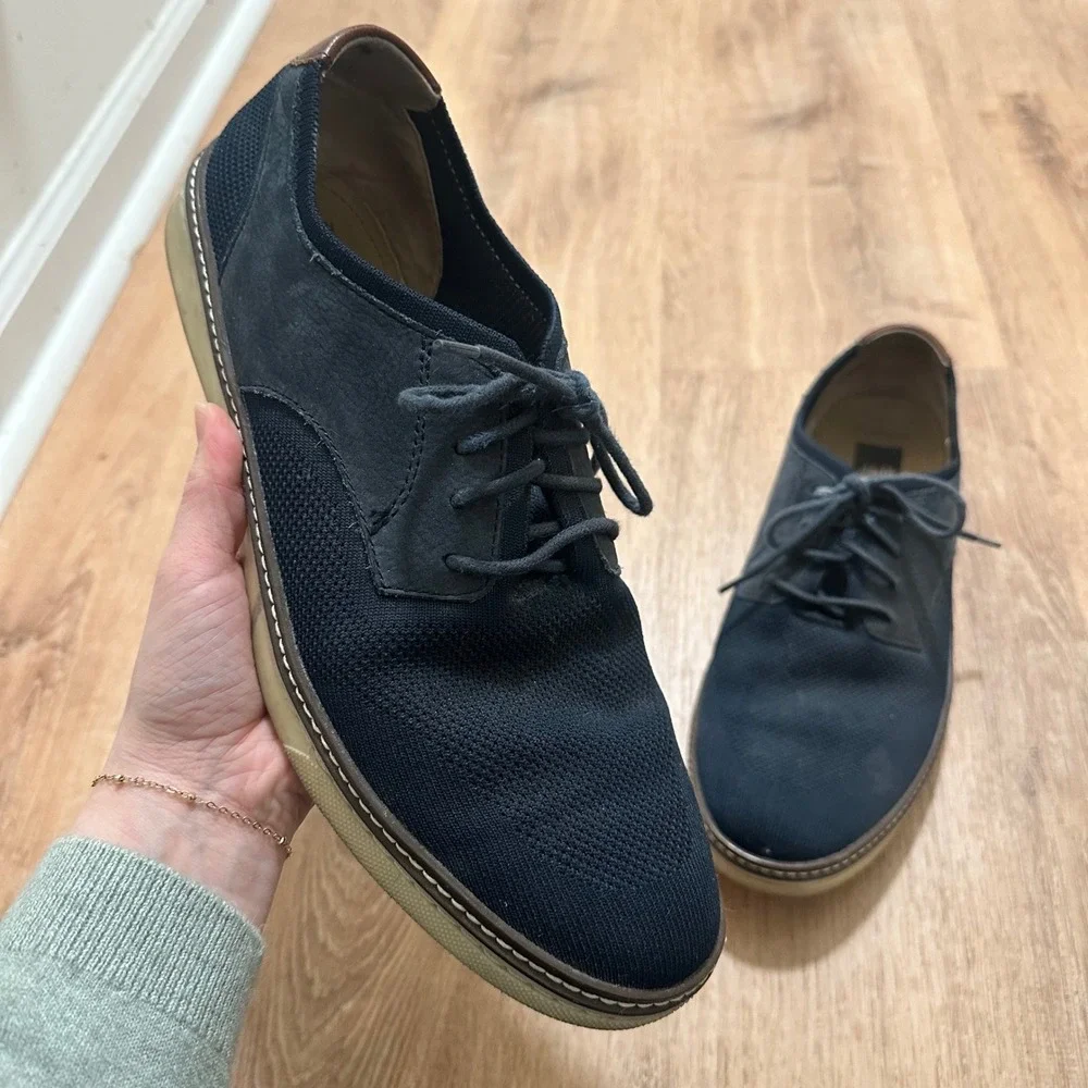 Johnston & Murphy | J&M Men's Navy Knit Nubuck Hybrid Dress Shoes,‎ Size 12M